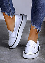 Туфлі лофери шкіра білий 8163-28