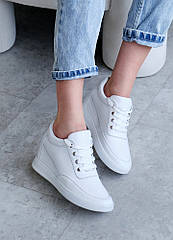 Снікерси платформа шкіра білий 8425-28