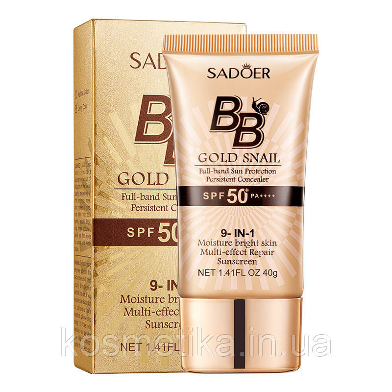 ВВ-крем сонцезахисний з муцином равлика Sadoer SPF50( натуральний тон), 40 г