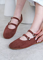 Балетки натуральна замша brown 8434-28