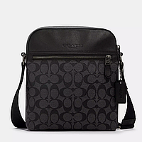 Сумка чоловіча шкіряна Coach Houston Flight Bag In Signature Canvas Чорний.  (391)