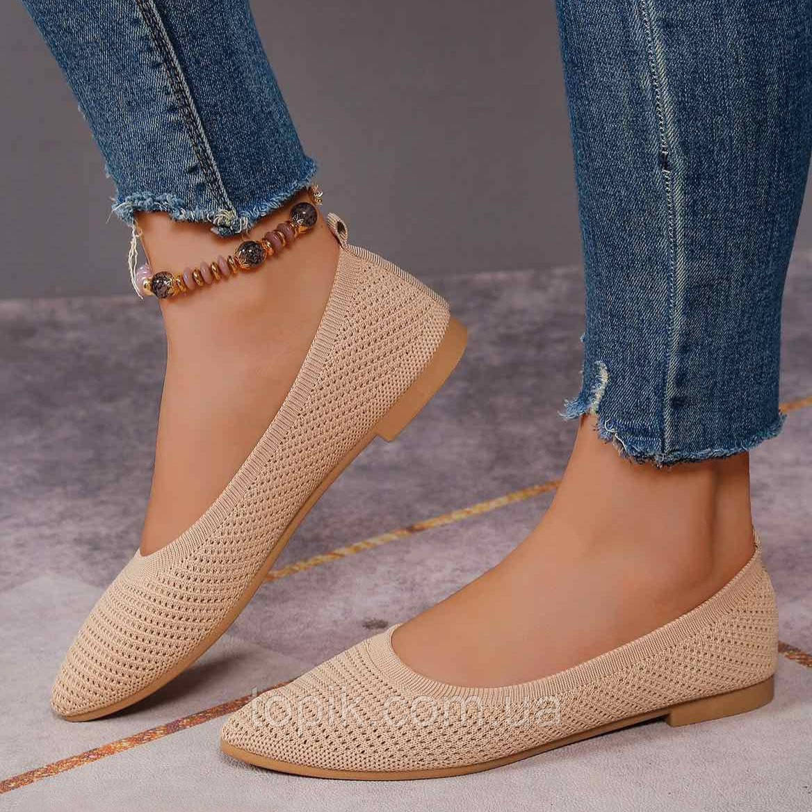 Балетки жіночі літні текстильні бежеві Балетки женские летние тканевые бежевые (Код: 3548)