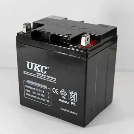 Акумулятор свинцево-кислотний BATTERY 12V 24A UKC Акумулятор з герметичним корпусом, фото 2