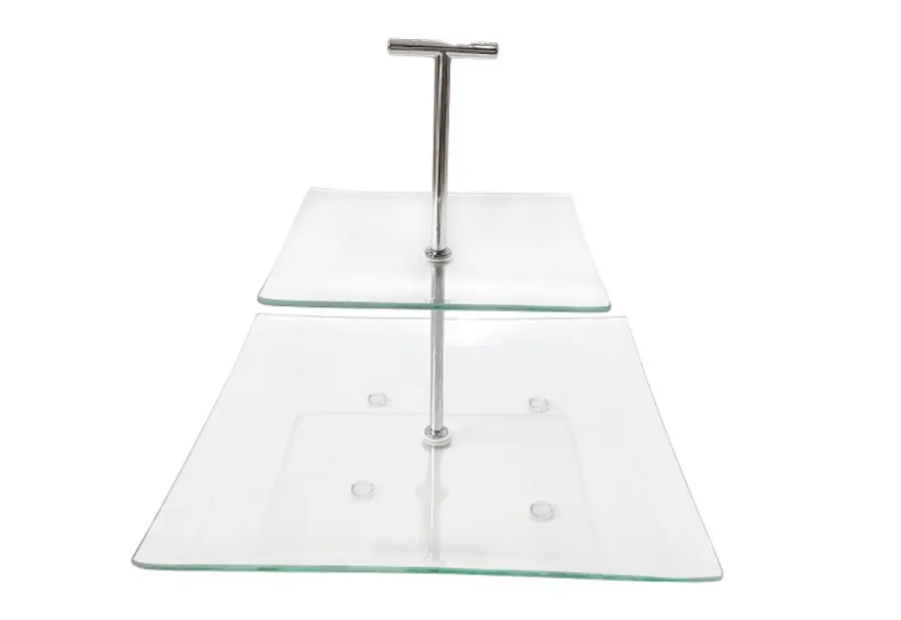 Скляна квадратна підставка Helios Modern для фруктів 2 яруси (5275), фото 1