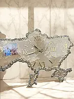 Годинник настінний з епоксидної смоли "Карта України" 60х38 см