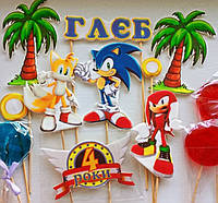 Фігурки сонік бум, топери цукрової пасти для хлопчик, їстівні картинки на день народження