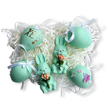 Великодній набір прикрас для декору Яйця і кролики 6 предметів