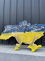 Годинник настінний з епоксидної смоли "Карта України"