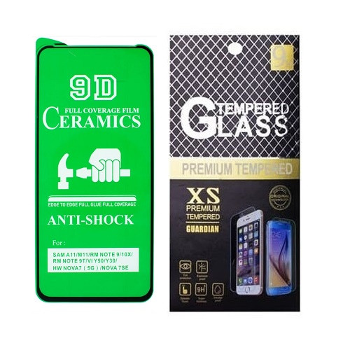 Протиударна захисна плівка Ceramics 9D для Samsung Galaxy A11, M11, A115, M115 з чорною рамкою, глянцева