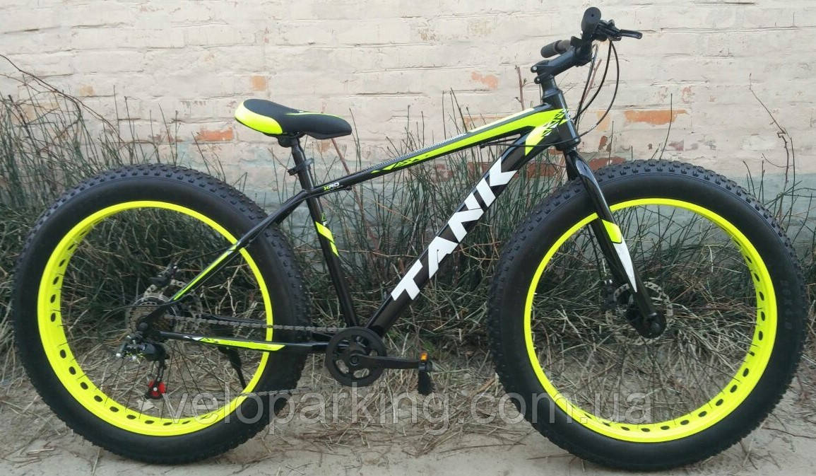 Позашляховик фетбайк 26/4.0 Tanic Mbike (fatbike) велосипед широка покришка фетбайк жовтий неон