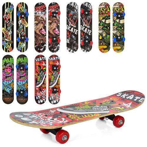 Скейт 60*15см, пласт.підвіска, колеса ПВХ, 6 видів, в пак.  (6шт), фото 1