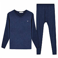 Термобілизна чоловіча Septwolves однотонна синя M зимова для активних чоловіків термокостюм утеплене CI-88