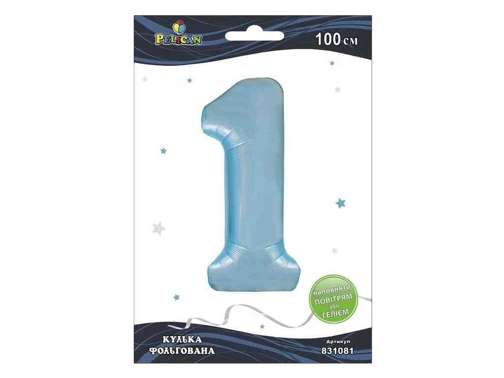 Кулька фольгована цифра 40 (100 см) 1 блакитна Baby blue ТМ PELICAN, фото 1