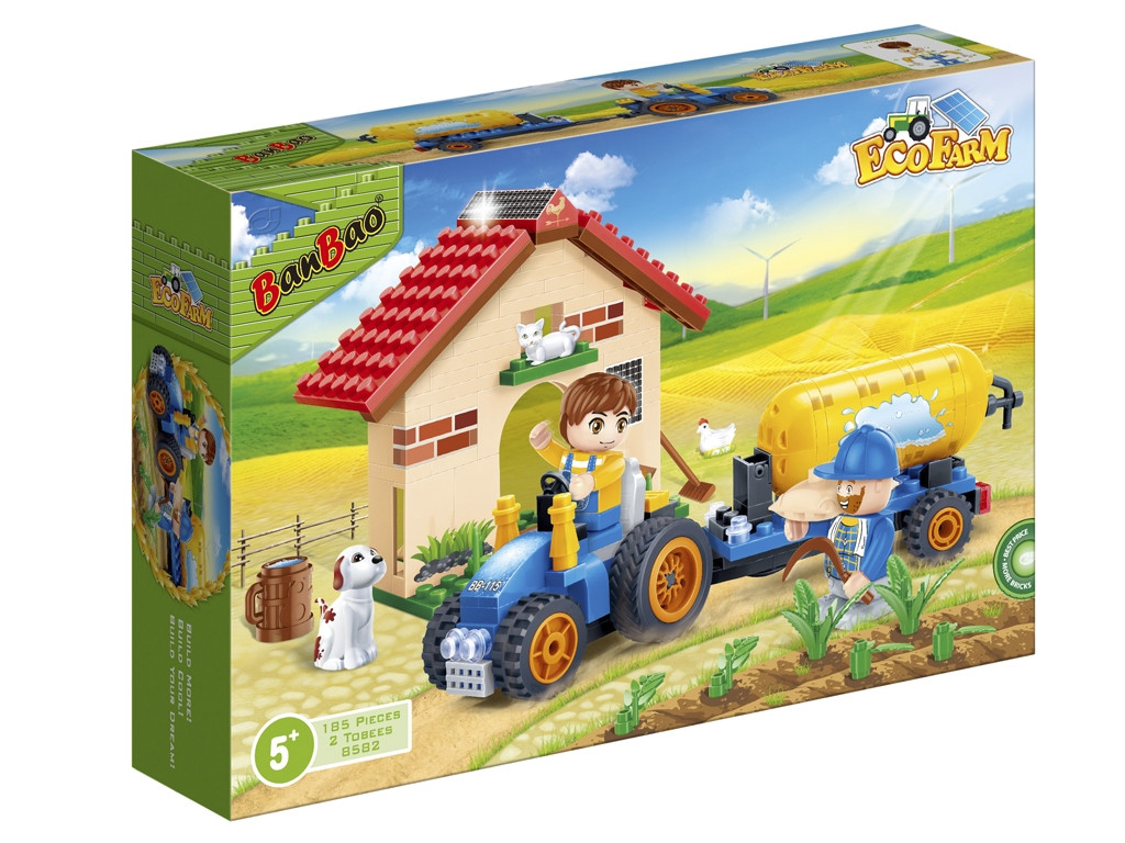 Конструктор Екоферма Будиночок та тракторець BanBao 8582 185 деталей, фото 1