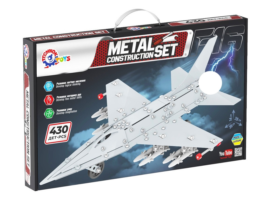 Конструктор металевий Construction Set F-16, 430 деталей, Технок 9598