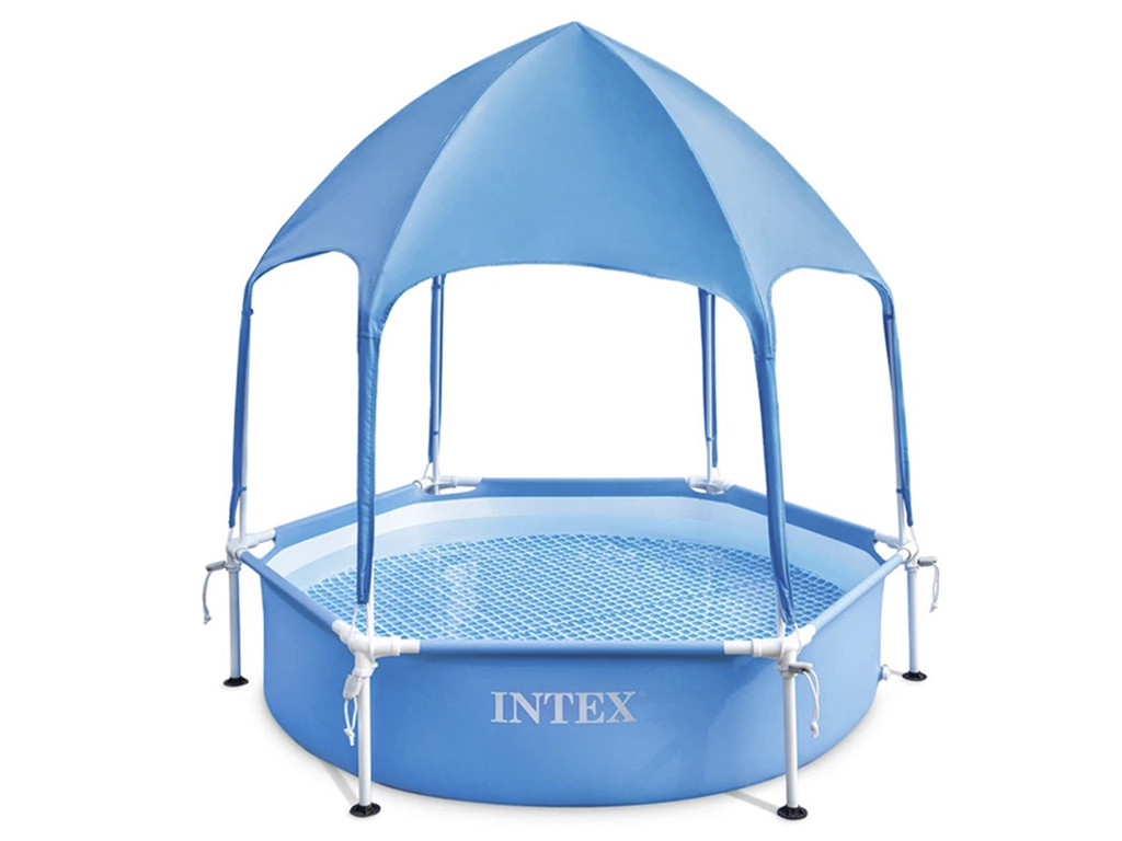 Басейн каркасний круглий з навісом Metal Frame Intex 28209, фото 1