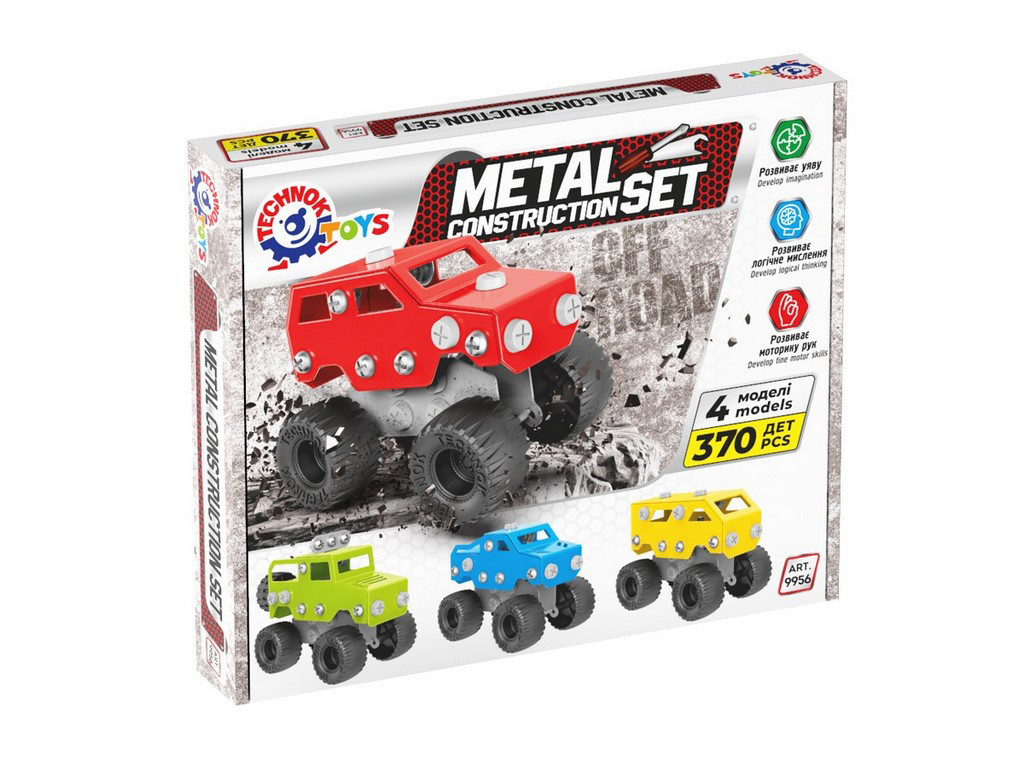 Конструктор металевий Construction Set, 370 деталей, Технок 9956