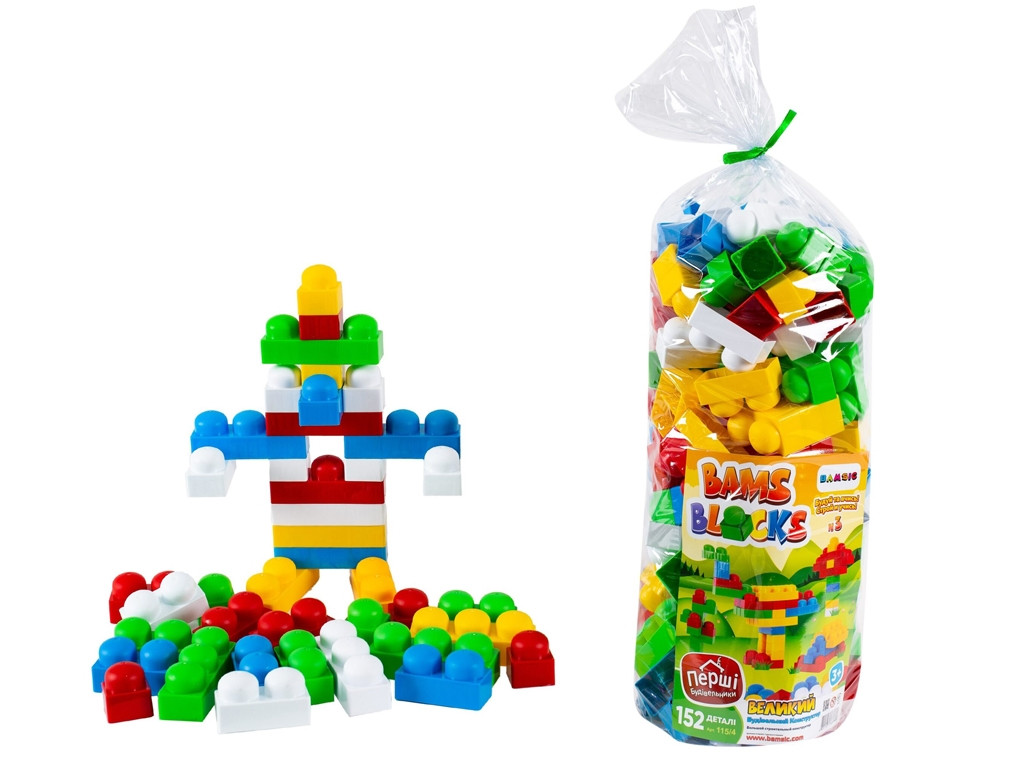 Конструктор BAMSBLOCK №3 Вініловий тубус BAMSIC 115/4 152 деталі, фото 1