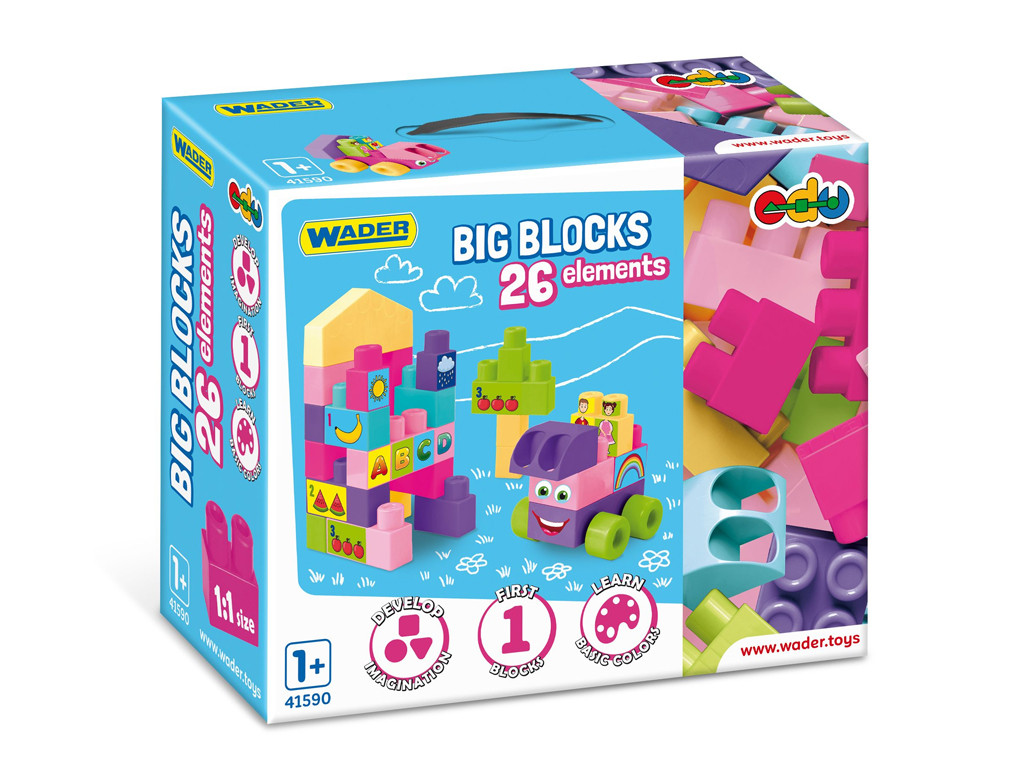 Big Blocks конструктор рожевий 26 деталей Wader 41590, фото 1