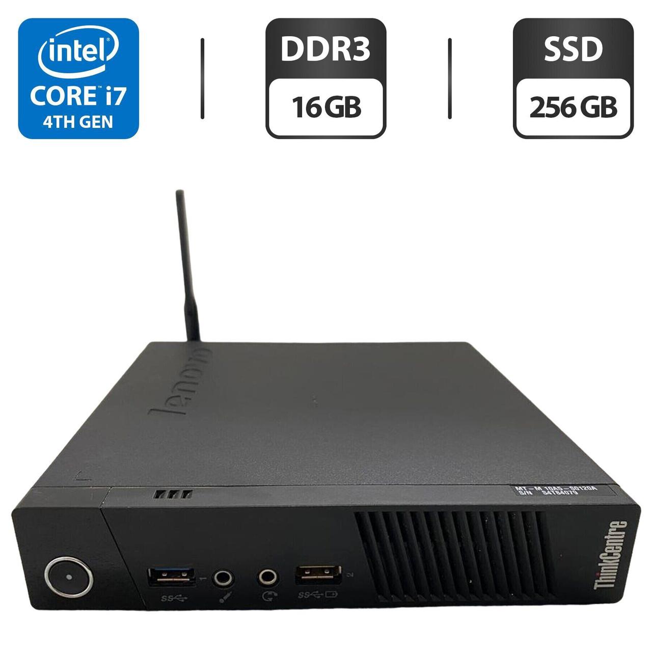 Неттоп Lenovo ThinkCentre M93 Tiny USFF/ Core i7-4765T/ 16 GB RAM/ 256 GB SSD/ HD 4600