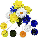 Штучні квіти букет ромашки, волошки, нарциси серія Україна, 36см, фото 6