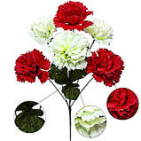 Штучні квіти букет гвоздик Патріот двокольорові, 34см, фото 4
