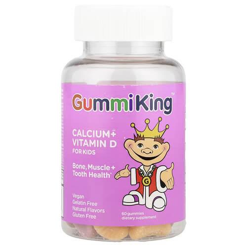 Вітамін Д для дітей, GummiKing Calcium Plus Vitamin D for Kids 60 gummies