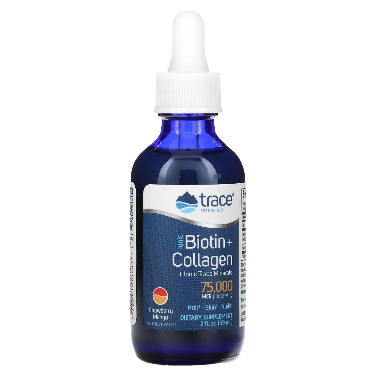 Біотин і колаген іонізований, 75 000 мкг, смак полуниці та манго, Ionic Biotin Collagen, Trace Minerals, 59
