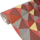 Шпалери вінілові 10 × 0.53 м 57243, червоні з геометричним візерунком для вітальні, кухні, коридору, офісу, фото 2