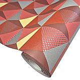 Шпалери вінілові 10 × 0.53 м 57243, червоні з геометричним візерунком для вітальні, кухні, коридору, офісу, фото 3