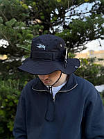 Чорна панама Stussy Брендова панама Stussy Панама від Стілсі Панама Stussy Чоловіча панама Stussy