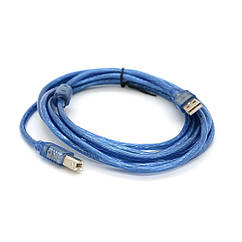 Кабель USB 2.0 RITAR AM/BM, 3.0m, 1 ферит, прозорий синій