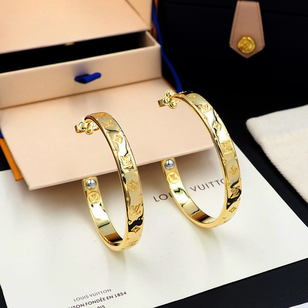 Жіночі брендові сережки Луї Віттон Louis Vuitton one size люкс якість, фото 1