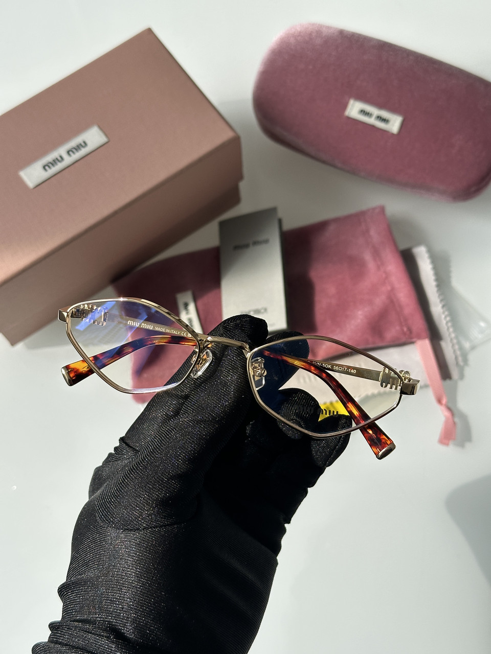 Жіночі брендові окуляри Miu Miu SMU56ZS 2VN-50K Gold 56/17/140 56/17/140 люкс якість