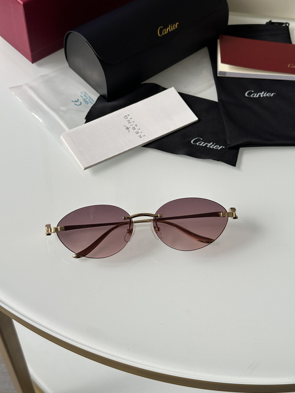 Жіночі брендові окуляри Cartier Panthère Pink/Gold CT0504S 58/16/135 58/16/135 люкс якість