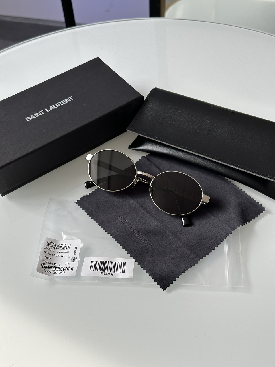 Жіночі брендові окуляри Saint Laurent SL 692/K 003 Black/Silver 56/19/145 56/19/145 люкс якість