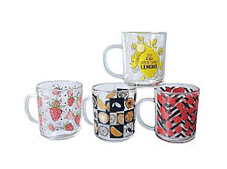 Чашка 240мл 9304-8 скляна Фрукти мікс ТМ SNT Solmir