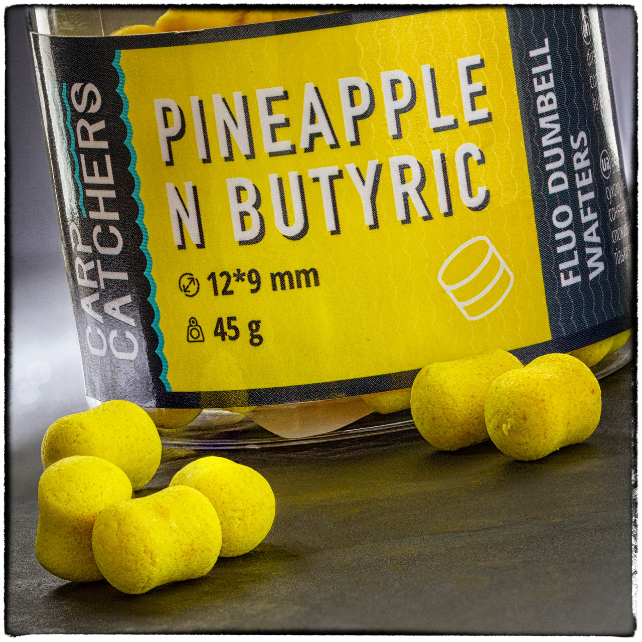 Вафтерc Carp Catchers Fluo Dumbell Wafters PINEAPPLE N BUTYRIC 12*9 мм