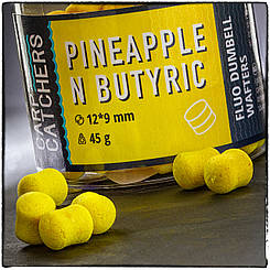 Вафтерc Carp Catchers Fluo Dumbell Wafters PINEAPPLE N BUTYRIC 12*9 мм