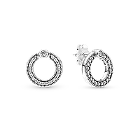 Двосторонні срібні сережки Pandora з паве 299486C01