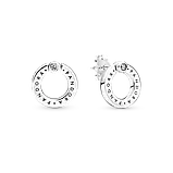 Двосторонні срібні сережки Pandora з паве 299486C01, фото 2