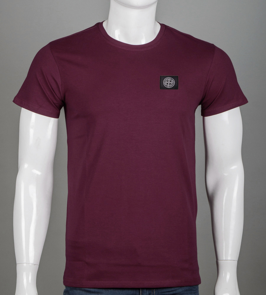 Футболка чоловіча Stone Island 2409м Нашивка (Уп.4шт M-XXL), Марсала, фото 1