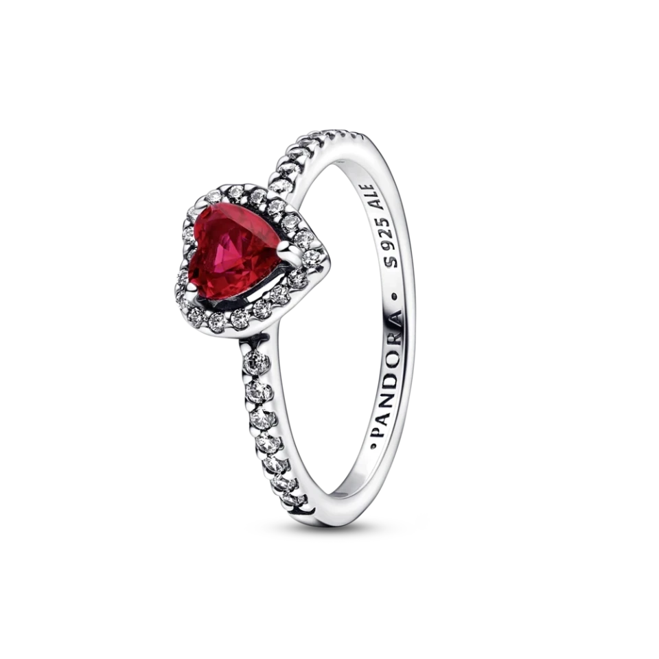 Срібна каблучка Pandora «Червоне серце» 198421C02 16 мм, фото 1