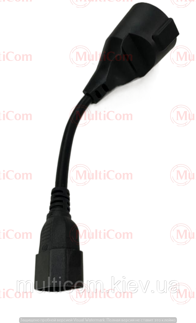 02-04-205. Перехідник живлення C14 (М) гніздо євро — штекер IBM, кабель 20 см, фото 1