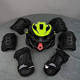 Якісний комплект захисту, шолом із козирком + наколінники, налокітники, рукавички, фото 7