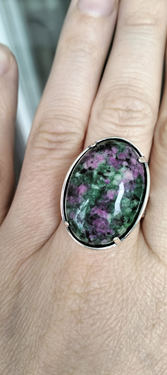 Шикарне срібне кільце з цоїзитом, фото 1