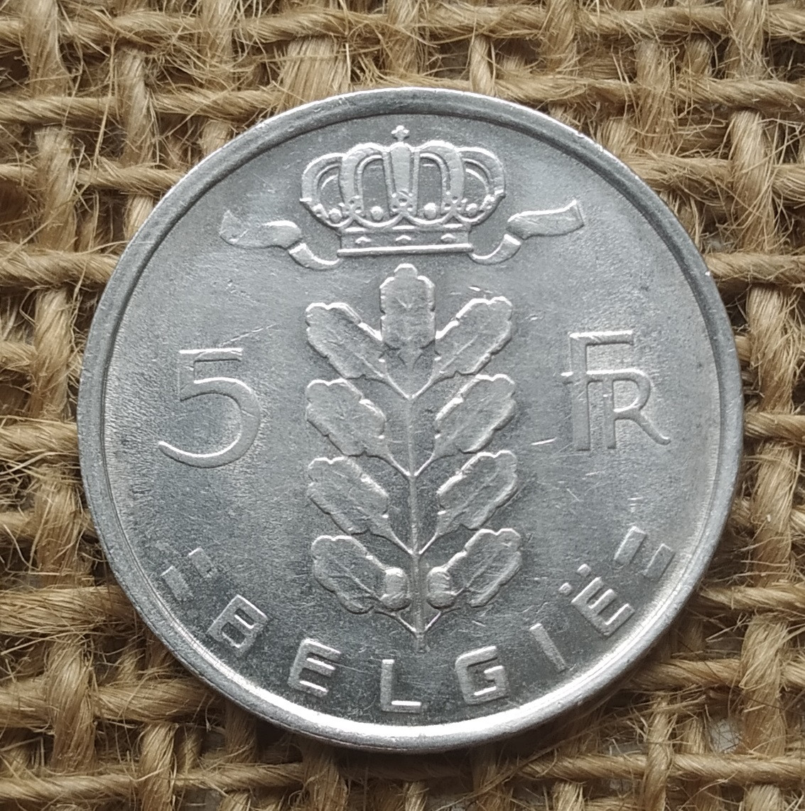 5 франкiв 1974 року. Бельгiя