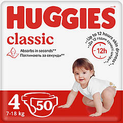 Підгузки дитячі Huggies Classic розмір 4 (7-18кг) Jumbo 50 шт