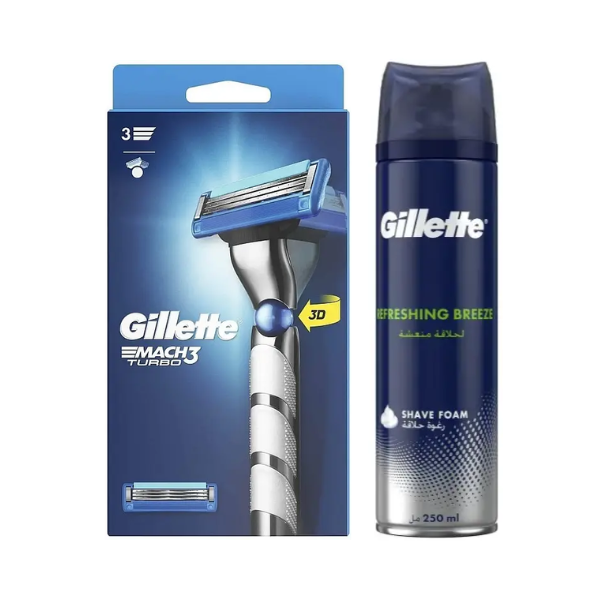 Станок для гоління Gillette Mach3 Turbo 3D Motion + Піна Gillette Refreshing Breeze 250 мл