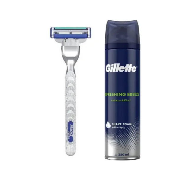 Станок для гоління Gillette Mach3 Turbo + Піна Gillette Refreshing Breeze 250 мл